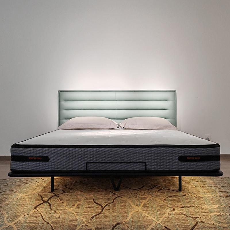 意式极简双人床高级感加宽皮艺床高端软包床主卧悬浮床轻奢真皮床