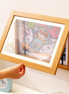 儿盖童画收纳框画幼儿园作品GGC展框A4a3奖状装裱画架磁吸翻相示