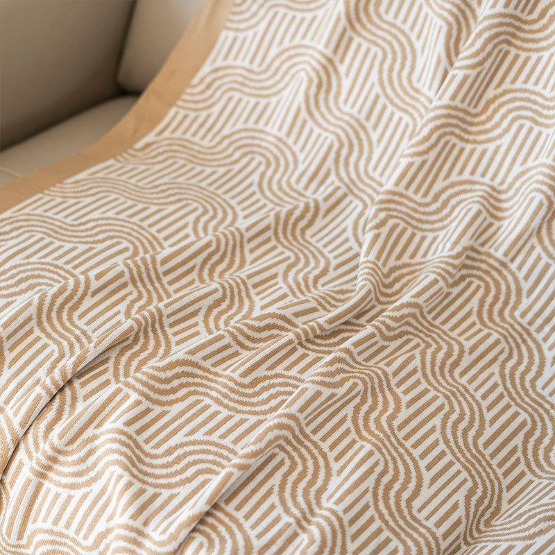 新款中巾式祥云床图案针织毯沙发搭12针云朵中式复古单人毛毯民酒