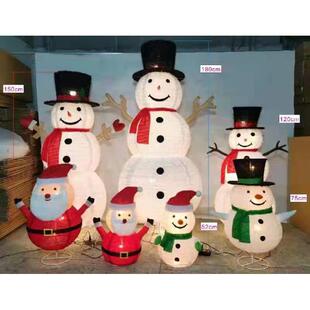 圣309诞装 饰套堆头发光人圣诞老小雪人可折餐叠商场节店铺橱窗布