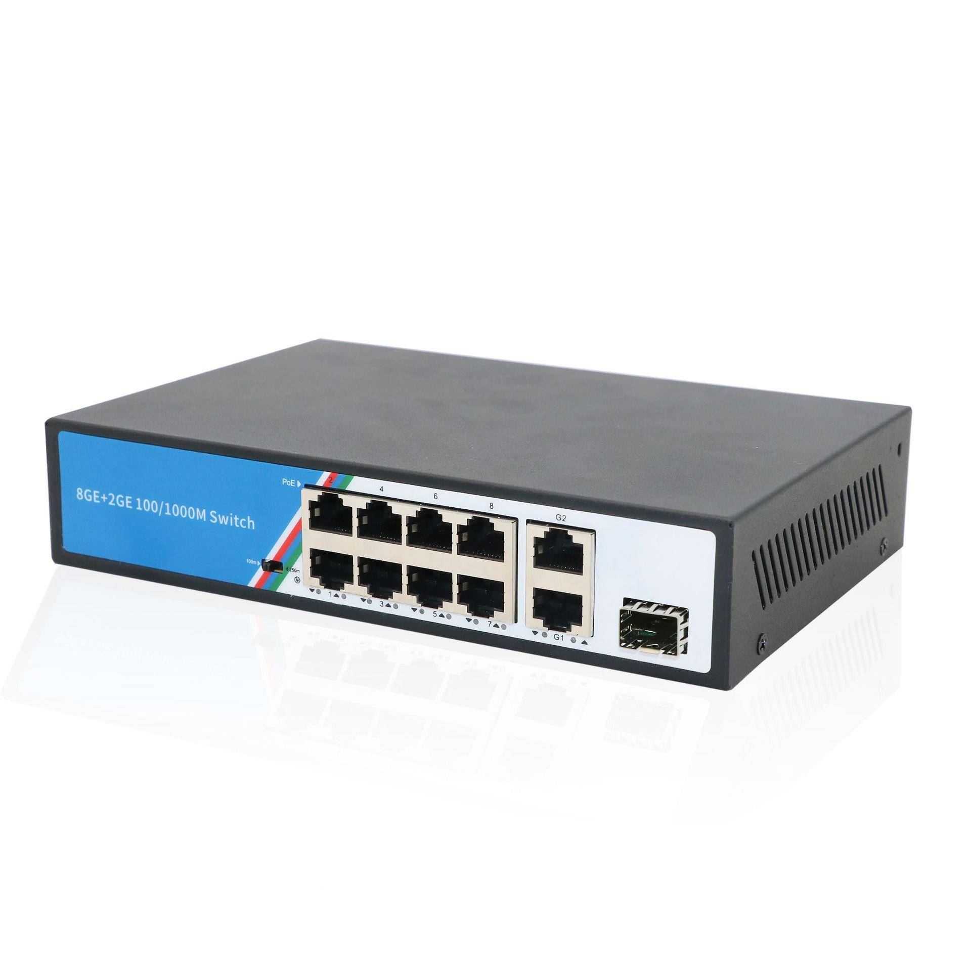 全千兆+2+SF标P光8口准国标POE交换机智能ZX-G08021机网络安防监