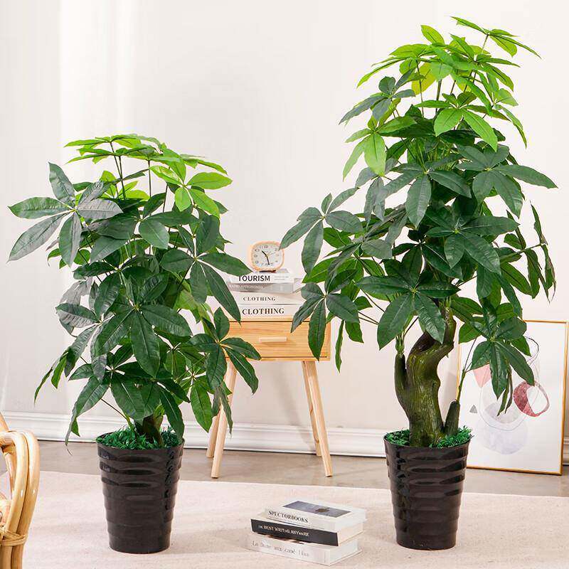 仿真植盆花栽仿生发财树型塑料假绿物植仿真发财客厅摆件落地大假