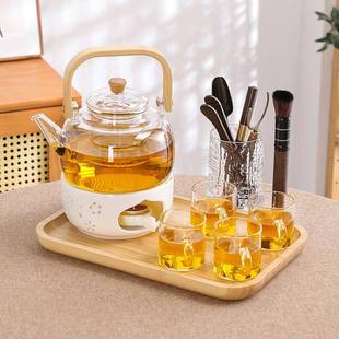 花茶壶 ALI耐热玻璃煮茶壶蜡烛加热轻奢休闲厅酒店下午茶茶具套装