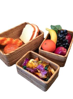 手篮筐编织桌面秋三件套收纳藤编盒XJK件收套收纳越南编制收纳纳