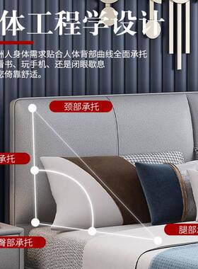极轻科奢RFY技布床主卧实木免洗布艺床现代约简婚床意式简软包双