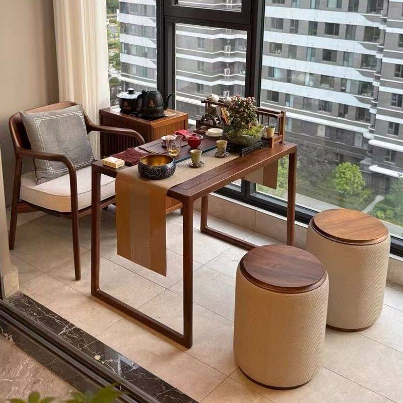 乌金木阳台茶复古风家庭桌椅家用客厅阳台小户型茶台一体一件起批