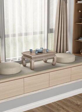 实木飘窗物榻柜储柜可坐抽屉米式榻阳台矮柜防晒收纳窗台RNQ柜可