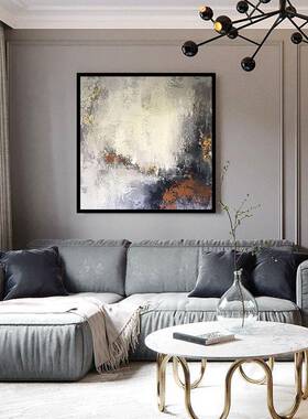 抽奢客厅象装饰画纯手绘油画极简室斑斓卧玄NOAH-420关大幅肌理落