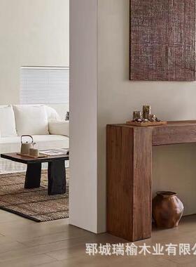 古玄关老榆木复民木宿玄关台酒店玄关桌靠墙条几案长OBH条条桌原