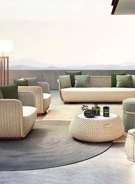 户外编沙发庭院阳台室外防水台休藤闲沙发露客厅阳光房藤91560沙