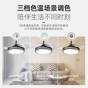 全銅大電機餐廳隱形風扇燈遙控家用客廳電扇燈臥室吊扇燈中山工廠