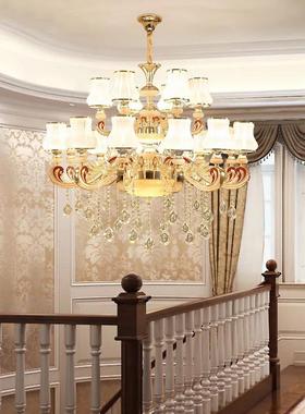 欧式别墅客大吊灯中楼复楼式楼中空L厅OFT公寓锌合金水92071轻奢