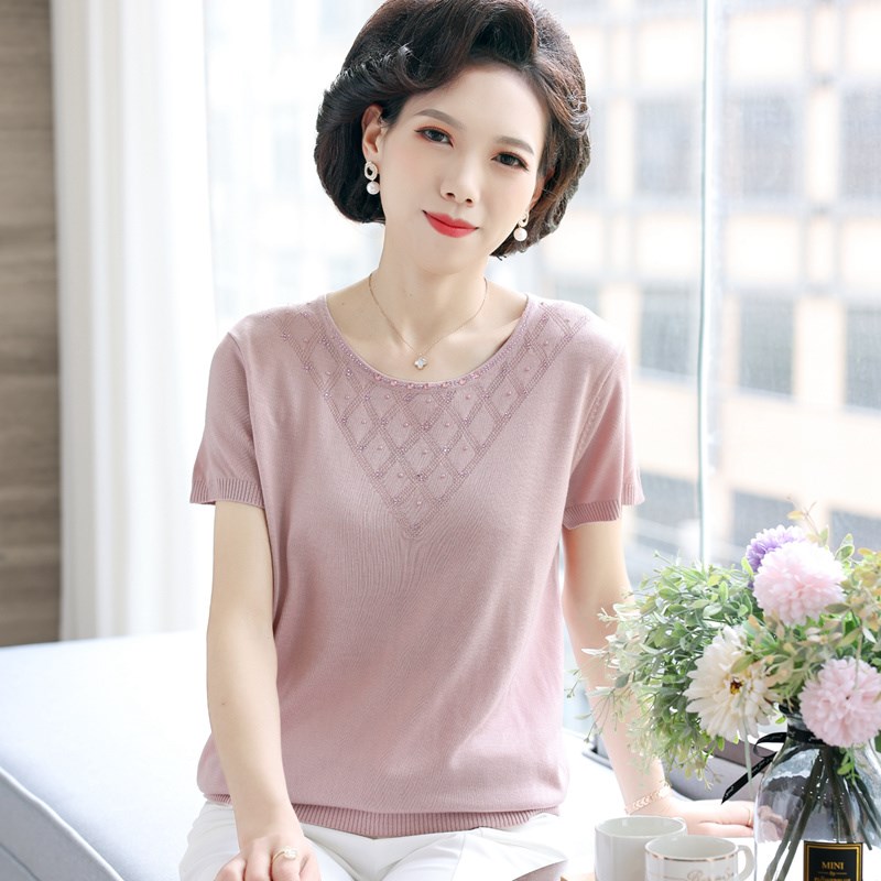 中年妈妈装2024新款外套中老年人女装短袖套装春秋装上衣服薄春季