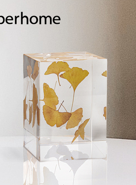 银杏叶摆件简约新中式亚克力标本工艺品样板间轻奢现代软装送礼物