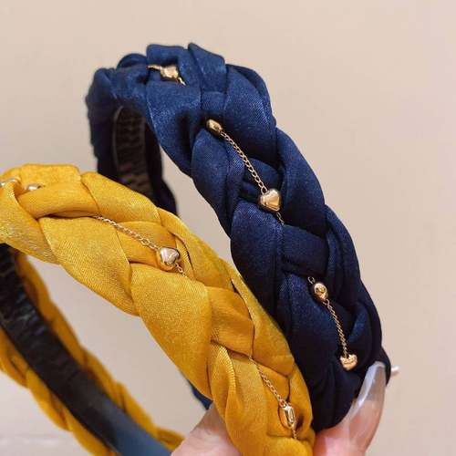 韩版网纱布艺编织发箍爱心链条麻花辫发箍森系仙女风气质发夹头饰