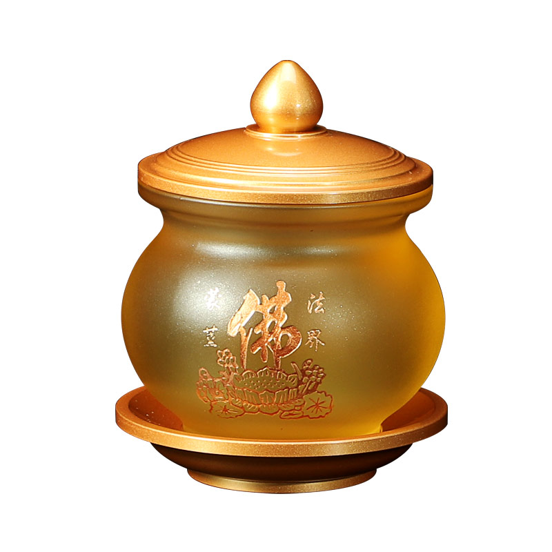 台湾琉璃供水杯供杯纯铜供佛杯家用净水杯供佛水杯莲花圣水杯摆件