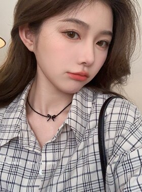 好货韩系蝴蝶结仿珍珠项链女串珠锁骨链轻奢小众设计甜美颈链百搭