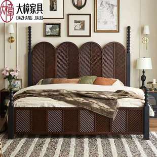 美式实木床复古风1米8法式床直销经典1米5主卧储物收纳双人床