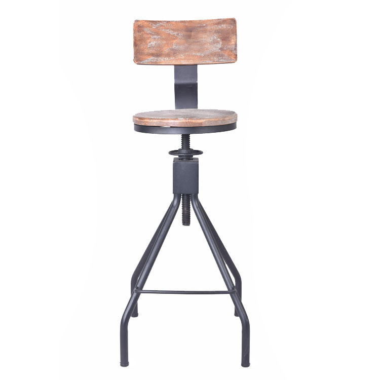 厂家直销美式工业风实木靠背吧台桌椅咖啡厅酒吧餐厅铁艺吧凳吧椅