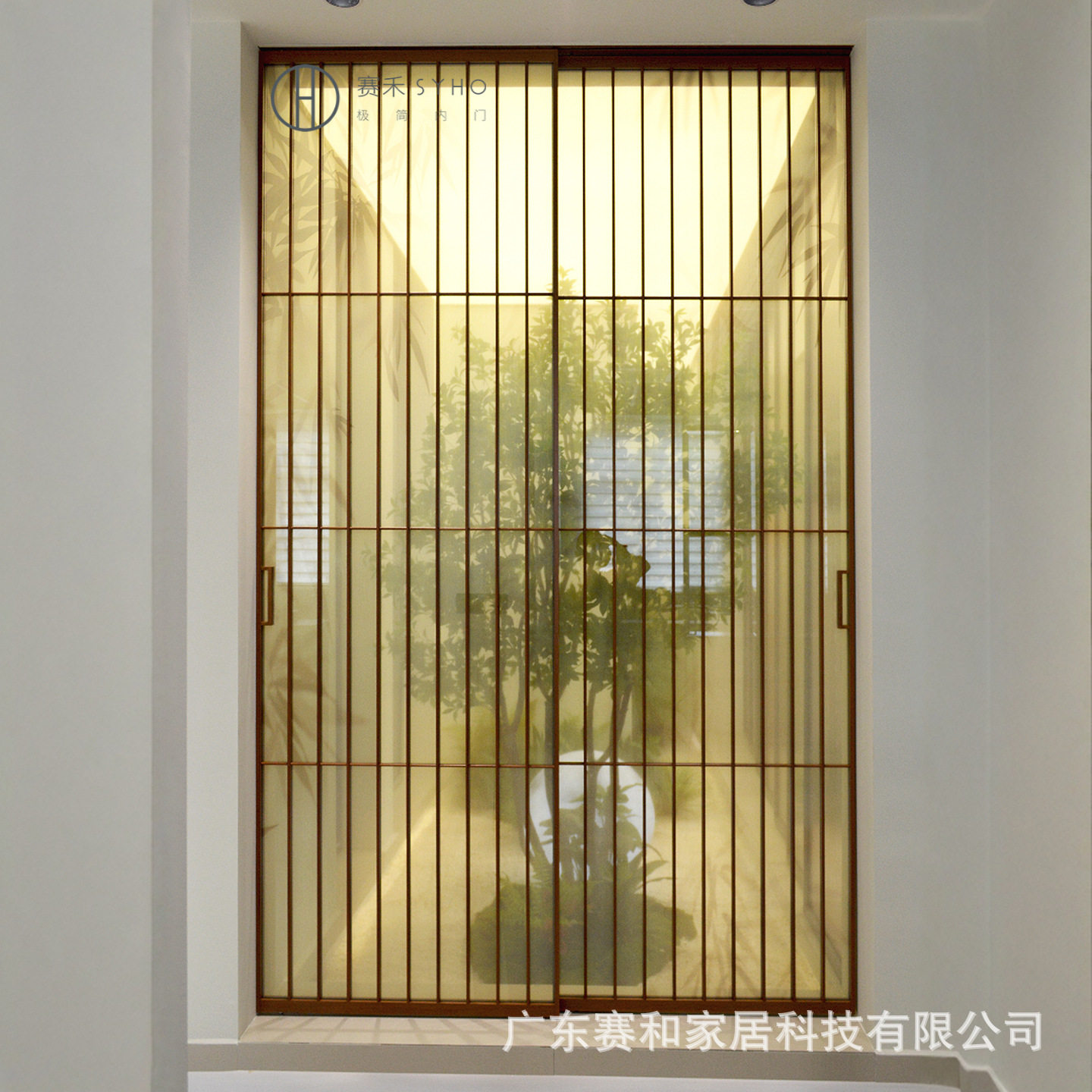 宋式竹叶玻璃铝合金推拉门