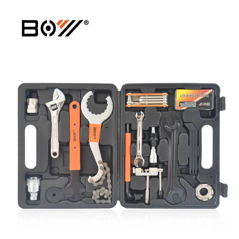 BOY山地车工具套装组合 自行车工具箱装车维修修理便携补胎保养拆