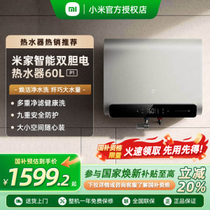 【政府补贴20%】小米米家智能电热水器60L升家用大容量双胆节能P1