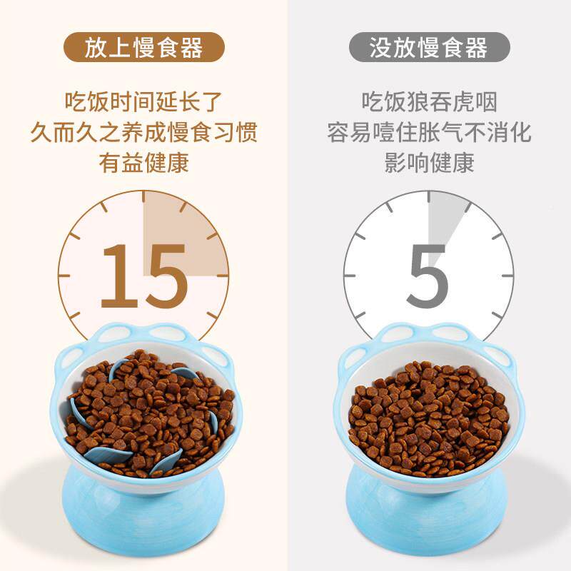 旭远猫狗慢硅食碗陶瓷狗盆防噎吸盘宠物咪狗缓E46食垫胶促消化分