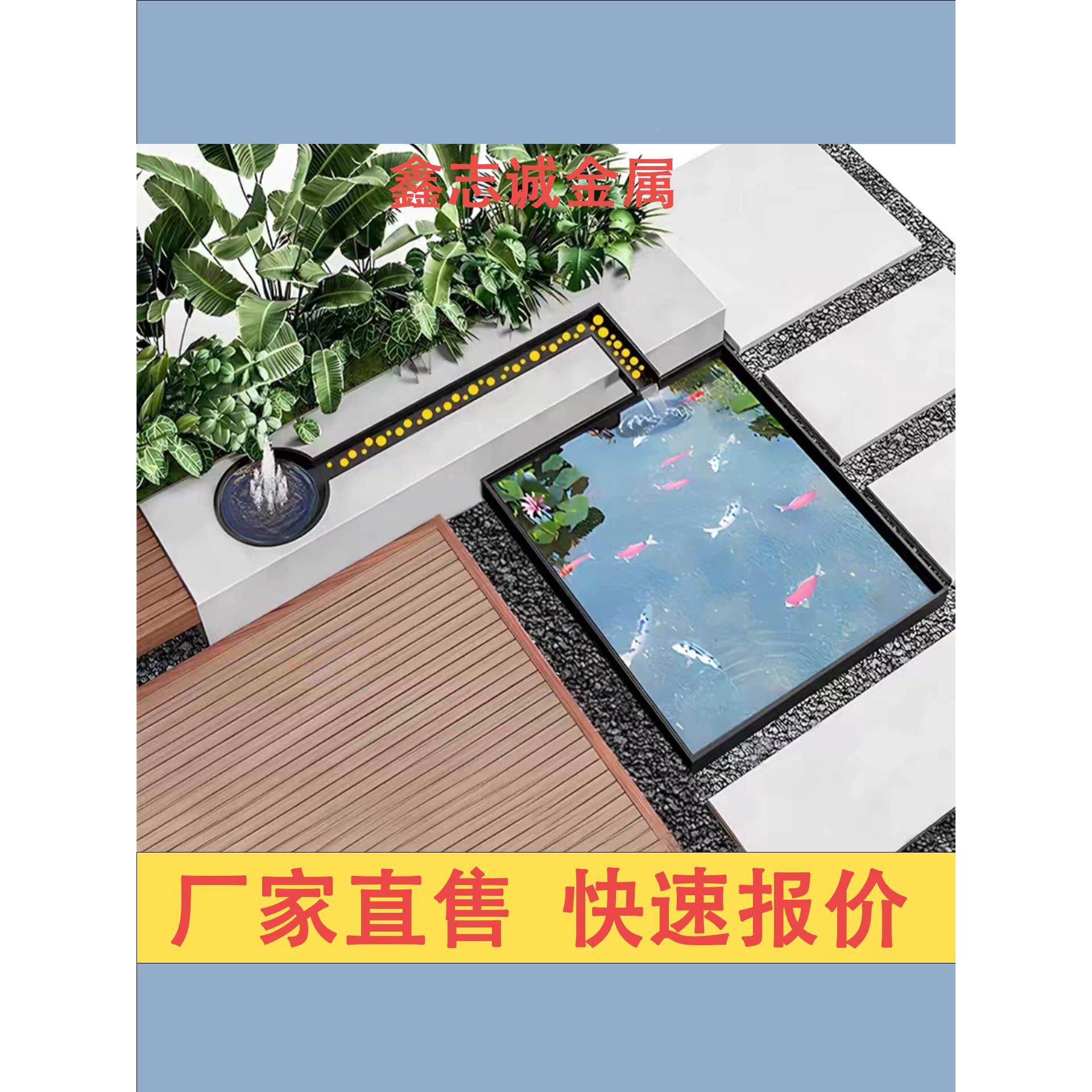 定制不钢涌泉庭瀑布鱼池循环流锈水造POH景别墅金属院喷泉景观水