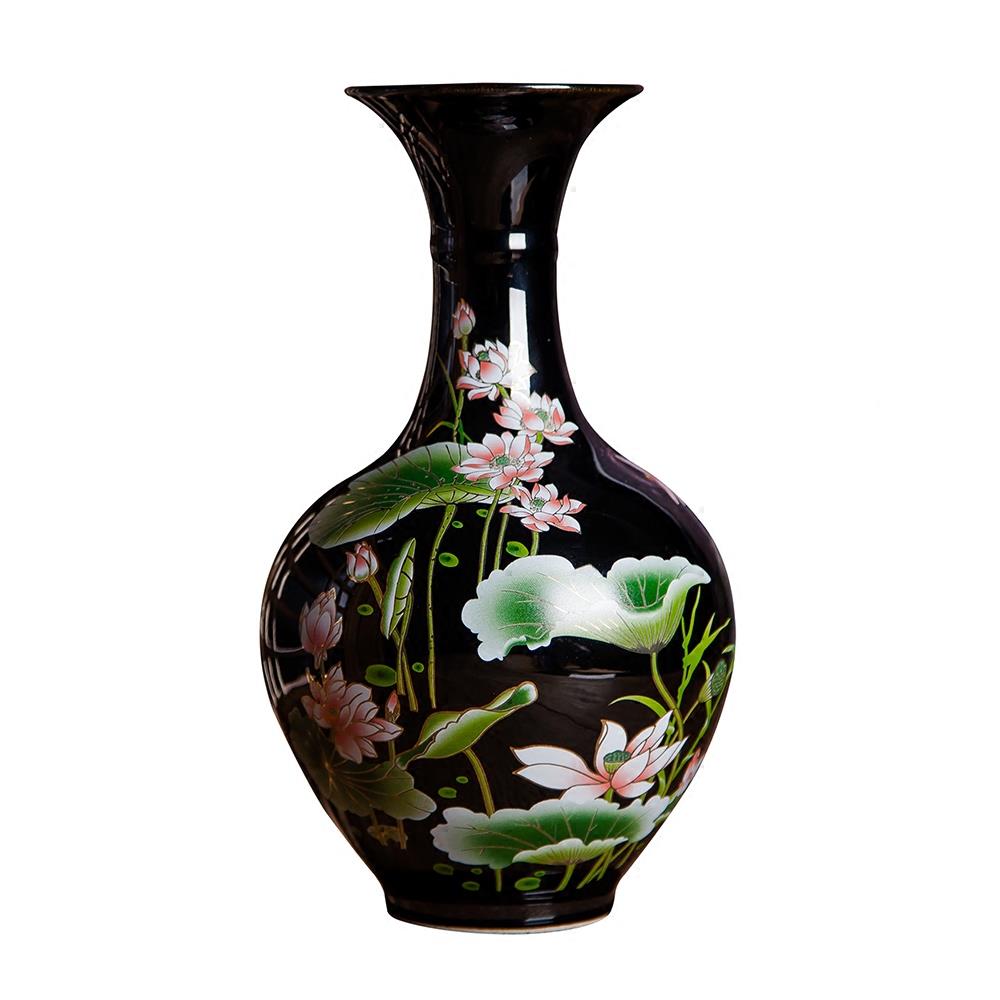 景德镇厅陶瓷器小花瓶摆件摆客插花中式家居电柜装饰品工WJY-074