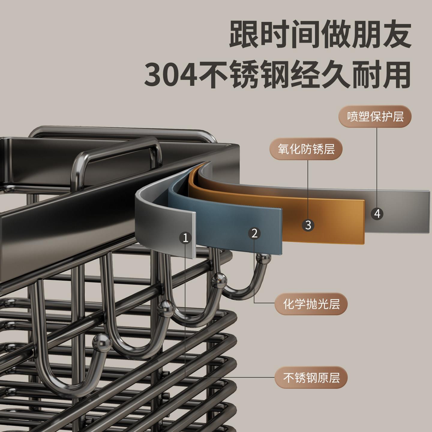 筷子收纳盒30不钢筷子笼锈篓厨房筒沥水筷桶家用新款勺子置KL7130