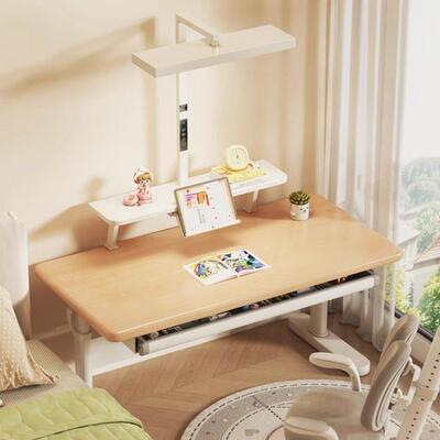 实木桌桌儿童学习桌小学生书书架一体桌可升73072降书桌家用课椅