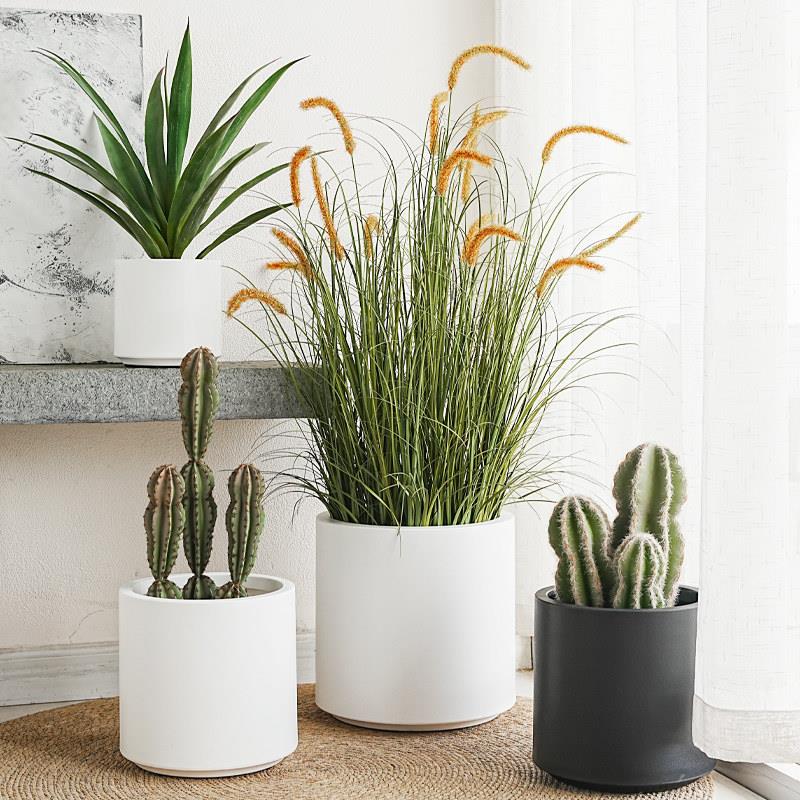 简约圆塑花盆室形内客厅阳摆台植物盆IJB栽件户外绿植料盆落地装