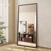 中古实木木全身镜家用胡桃色全身防爆壁挂新中式 风地落全身镜0075