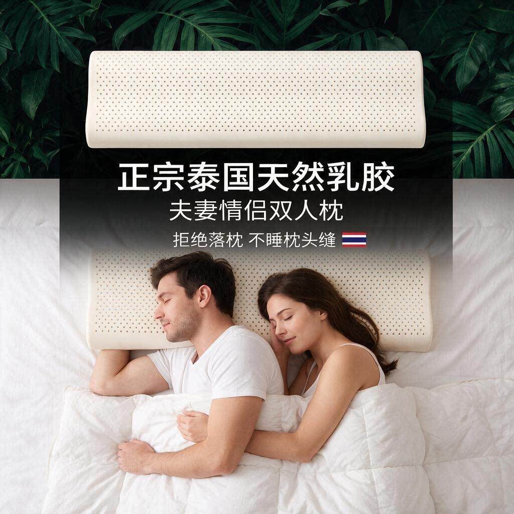 泰国天然乳胶长枕芯双人TM07头护颈纯.5米1.18枕橡胶一体夫枕芯妻
