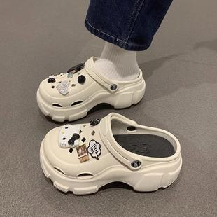 可爱 儿童洞洞鞋 女童夏季 2025新款 中大童居家防滑女孩包头沙滩拖鞋