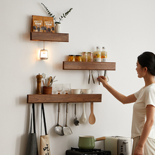 实木厨房置物架壁挂式墙上调料品杯子收纳家用多功能铲子勺子挂架