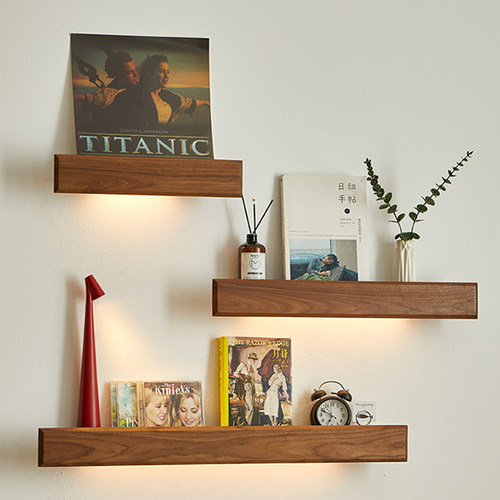 实木墙上置物架壁挂式收纳架