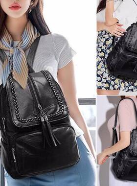 2022 Fashion Black Woman Backpack High Quality Youth PU Leat