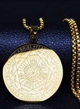 Seven Archangels Amulet Stainless Steel Necklaces Men Seal