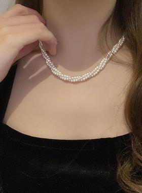 非金属项链 巴洛克女轻奢小众高级设计感多层麻花锁骨链颈炼215