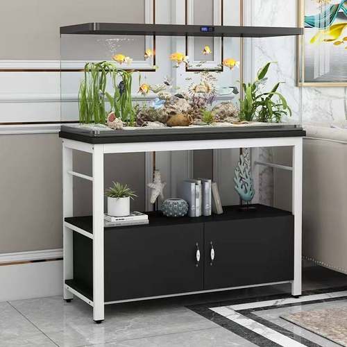 简约鱼缸柜鱼缸架金属家用客厅鱼缸底柜收纳柜定做小型鱼缸底座柜