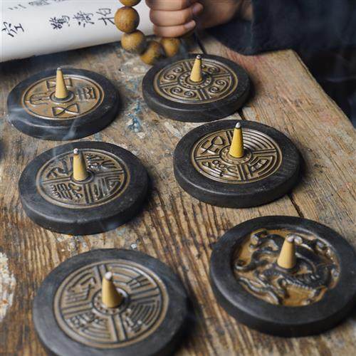 山西地区民间特色手工艺仿古砖雕拓印瓦当家居摆饰茶盖杯垫香托