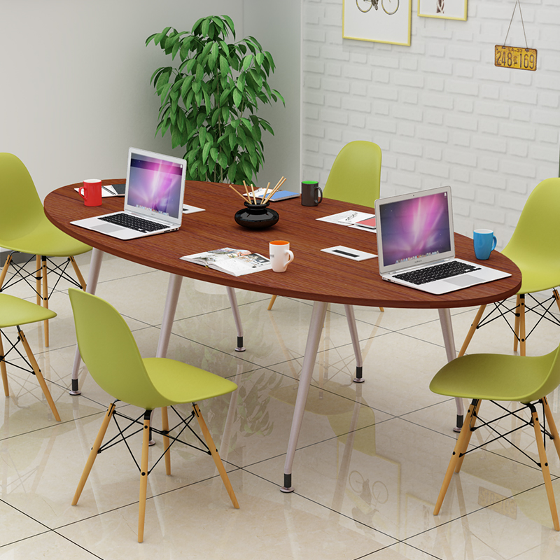 椭圆形会议桌简约现代办公桌员工培训小型职员洽谈接待桌椅组合