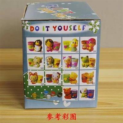 diy涂色石膏娃娃笔筒彩绘上色陶瓷白胚填儿童手工制作涂画画模型