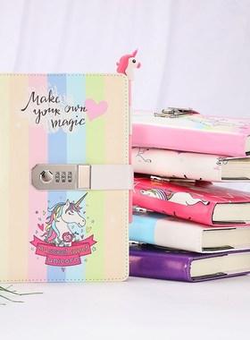 password diary with lock unicorn notebook girl note book