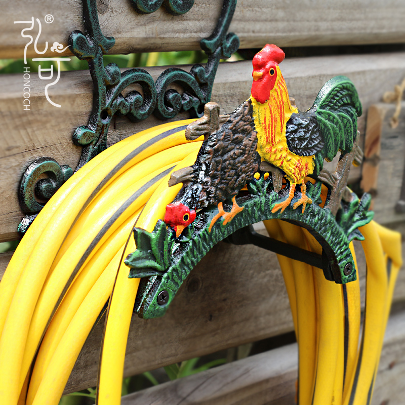 北欧复古铸铁创意水管架收纳卷管器庭院花园家用洗车软管浇花置物