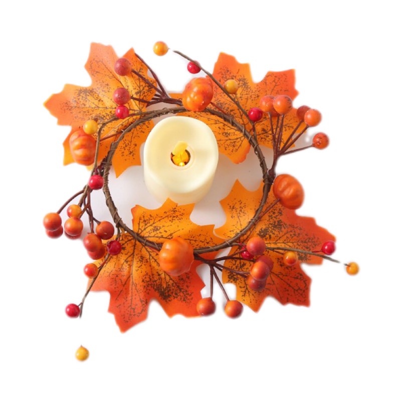 Simulation Maple Leaf Pumpkin Wreath Halloween Decoration Th