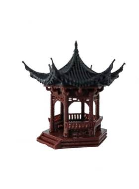 古代亭子装饰盆景楼阁古亭摆件居室微景观假山奇石仿茅草亭装饰