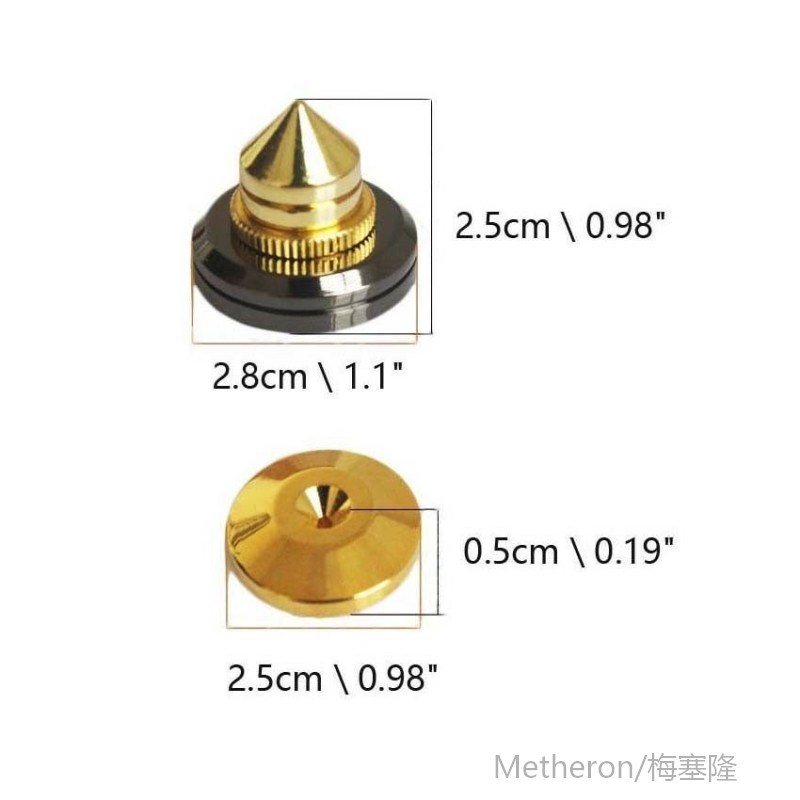1 Set Gold Speaker Spike Floor Discs Stand Foot Cone Isolati