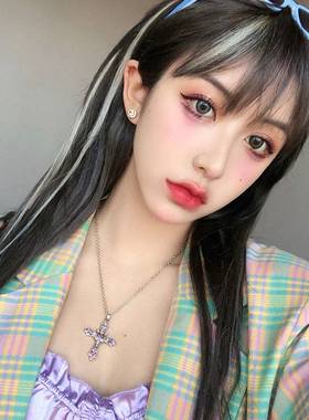 极速2021 New Gothic Style Cross Necklace Pendant Pink Color
